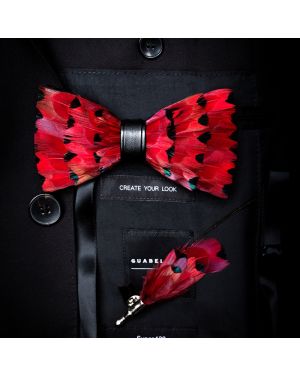 Natural Bird Feather Exquisite Hand Made Bow Tie Set