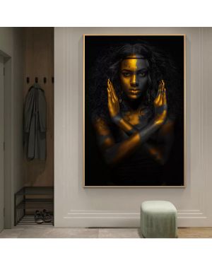 Black&Gold African Woman Canvas Painting