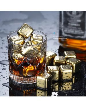 Reusable Golden Whiskey Ice Stones